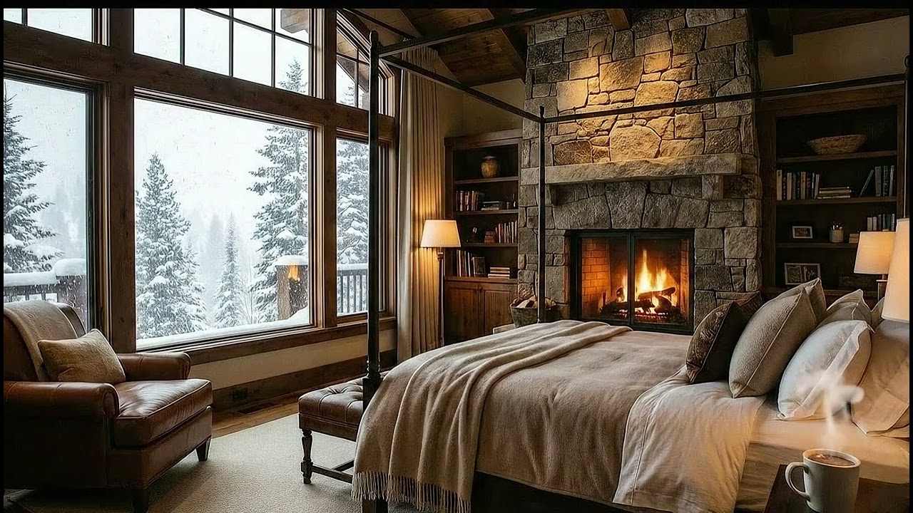 Snowy Night in a Luxury Mountain Resort  Cozy