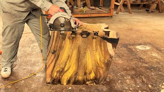 How To Creatively Handle A Giant Tree Stump // Create A Super Sturdy 1 Legged Wooden Table