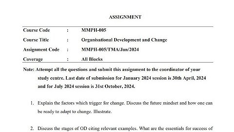 IGNOU MMPH - 005 Solved Assignment Jan 2024 | July 2024 MBA | Organizational Development and Change