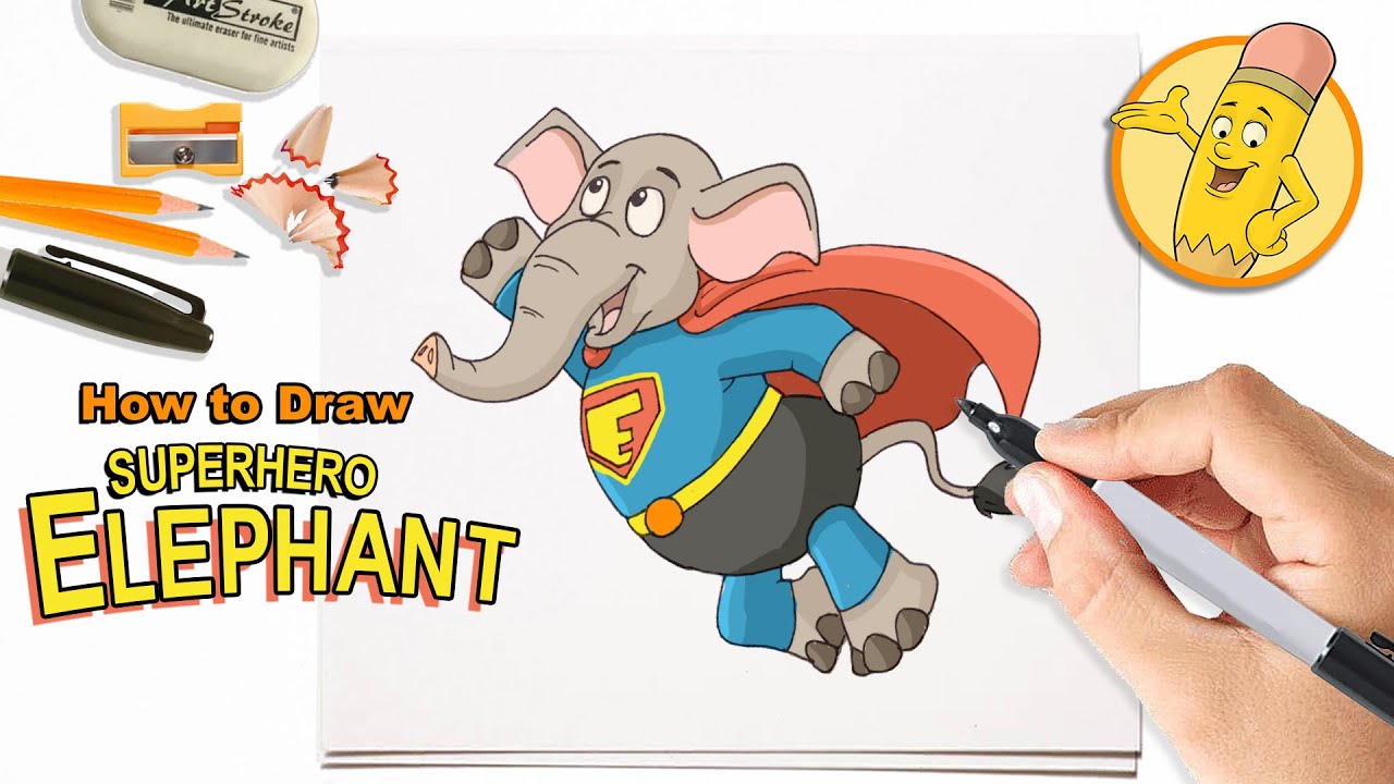How to Draw a Superhero Elephant l (Step by Step) Drawing Lesson
