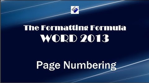 Word 2013   Page Numbering - Learn page numbering options