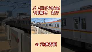 メトロ17000系8両　東急線元住吉駅通過