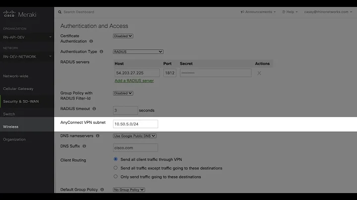 Meraki AnyConnect Setup Tutorial - Meraki Dashboard