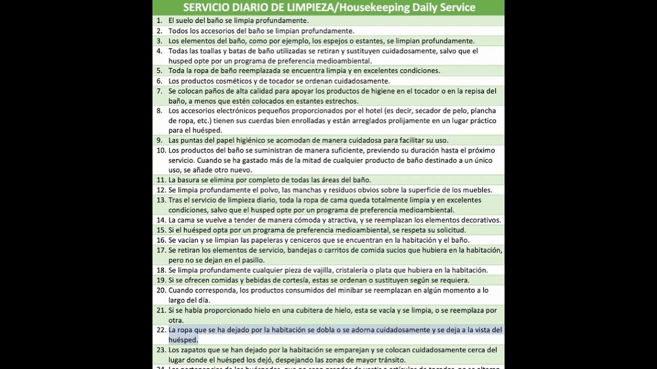 Housekeeping Daily Service Forbes Standards Spanish YouTube