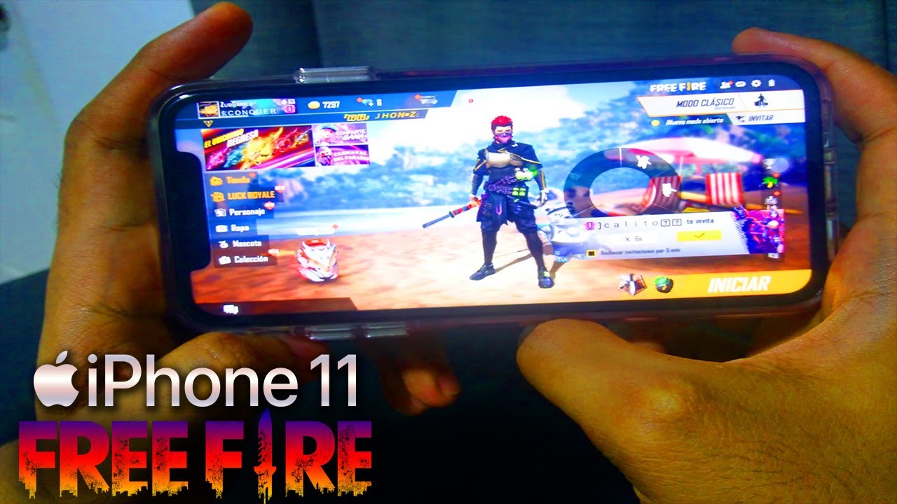 JUGANDO FREE FIRE EN IPHONE 11 MI PRIMERA PARTIDA EN ...