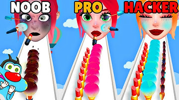 NOOB vs PRO vs HACKER In MAKEUP KIT RUNNER Game | Oggy and Jack || Daddy Gaming