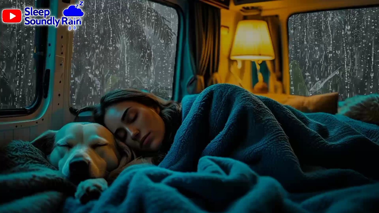 Sleep Soundly in 3 Minutes with Heavy Rain & Thunder Pouring on Rickety Car at Night