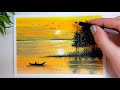 Very Easy and beautiful sunset painting!🤩|Easy Oil Pastel Tutorial for Beginners