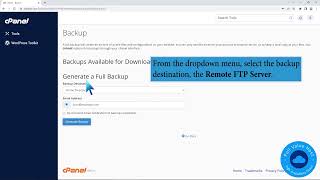 how to generate a cpanel backup and sent it to ftp server with full value host