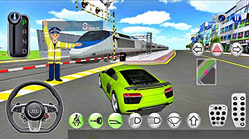 Audi Ferarri Driving vs Bullet Train Railway Station in 3D Driving Class - Android IOS Gameplay