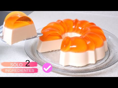 POSTRE CON SÓLO 2 INGREDIENTES  MUY ECONÓMICA Y FÁCIL GELATINA SABOR DURAZNO Y QUESO CREMA