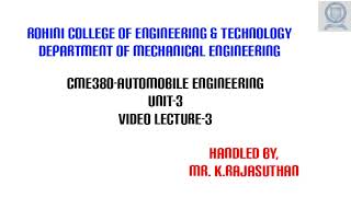 AUTOMOBILE ENGINEERING UNIT-3 VIDEO-3