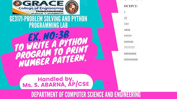 GRACE COE-CSE-GE3171-Ex3b- Print number pattern using Conditionals and Iterative loops