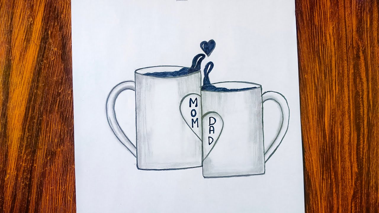 Mom dad easy drawing | Mom dad Drawing Easy step by step | pencil ...