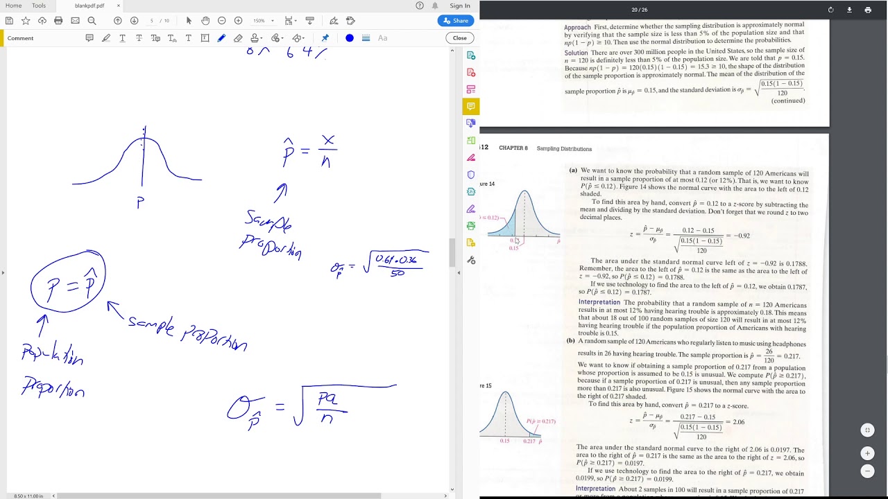 Stats 8 2 sample proportion distribution youtube