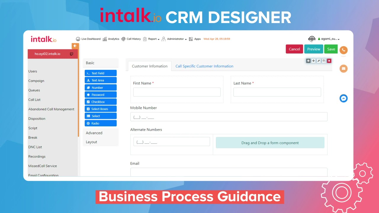 intalk.io CRM DESIGNER