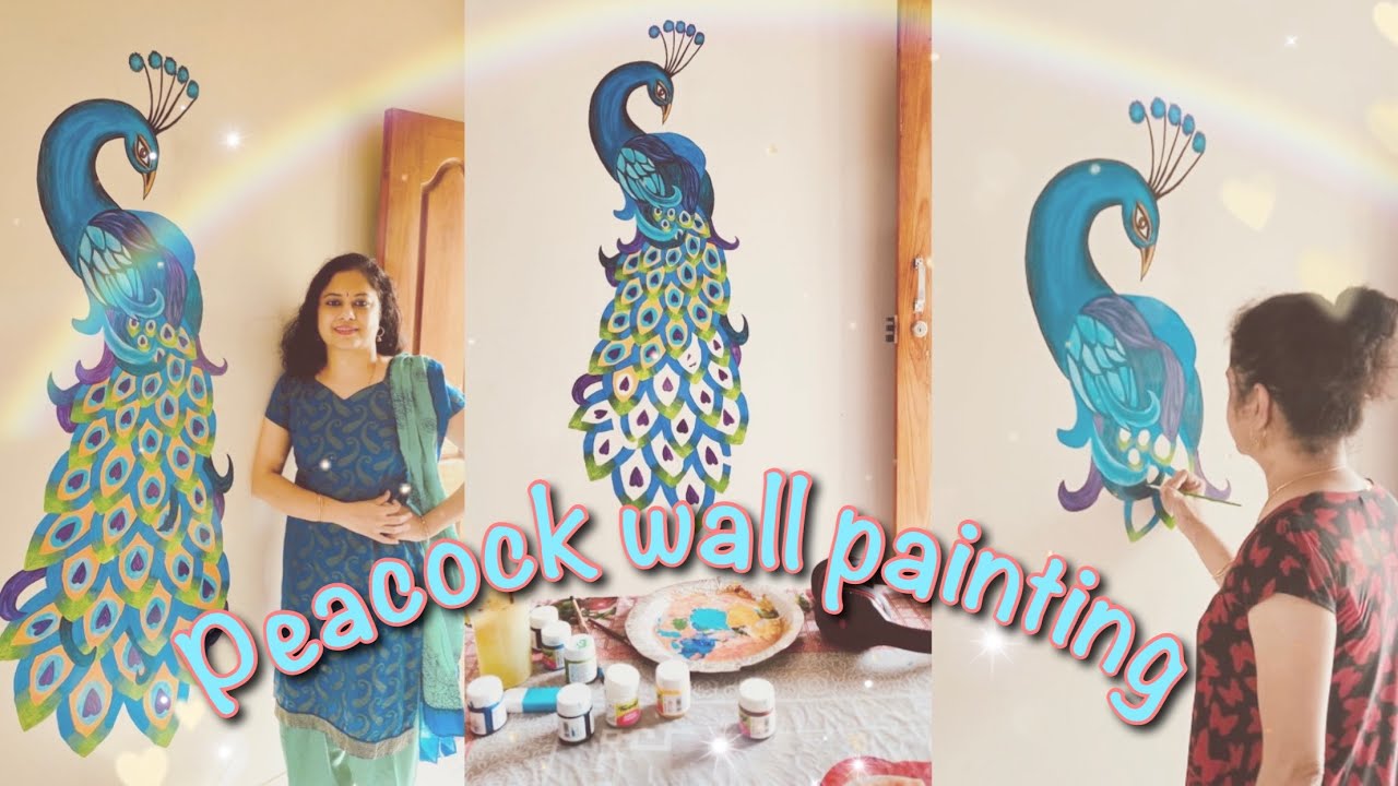 Peacock painting/mural art/peacock wall art YouTube