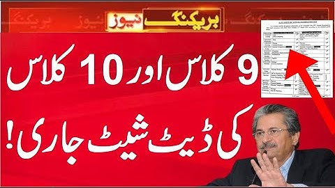 10th class date sheet 2022, 9th class date sheet 2022, Matric class date sheet 2022, Date Sheet 2022