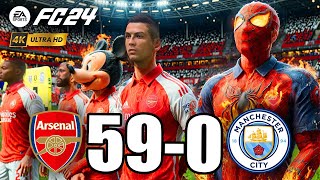 FIFA 24 - RONALDO, MESSI, SPIDER MAN ALL STARS PLAYS TOGETHER | ARSENAL 64-0 Manchester City