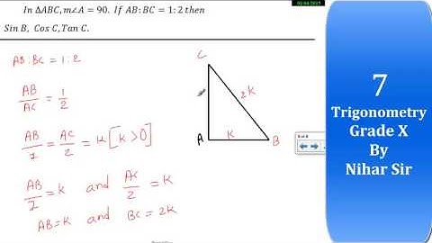 In ∆ABC,m∠A=90 ,If AB:BC=1:2 then find Sin B Cos C and Tan C?
