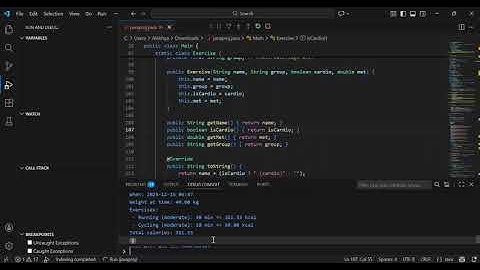 Calories burned during different exercises estimator | JAVA Project | KLH Bachupally