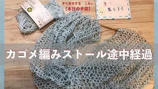 カゴメ編みストール途中経過【本日の手芸】today's handicraft