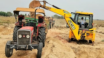 Jcb 3dx Machine Backhoe Loader Loading Mud In Trolly Massey 1035&241, Eicher 380 Tractors| Tractor