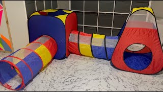 4 in 1 Pop Up Play Tent with Tunnel, Kids Playhouse, Ball Pit for Kids Unboxing