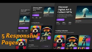 🚀 5 Pages Responsive NFT Full Website Design for Beginners | CSS Flexbox, Grids, JavaScript 2024