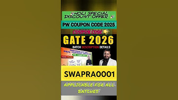 Gate Special Holi Discount Coupon | Pw Vishwas Diwas 2026 #pwcouponcode #pw #gate #gate2026
