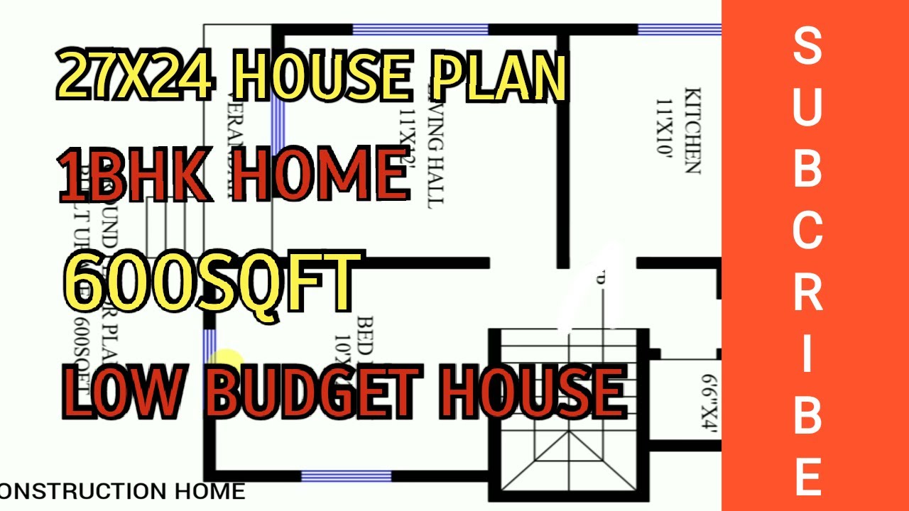 Small house plan|27X24 ft house plan|1bhk home plan|west face naksha ...