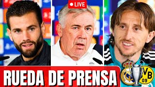 🔴🎙️RUEDA de PRENSA ANCELOTTI, MODRIC Y NACHO | BORUSSIA DORTMUND vs REAL MADRID(NO DEL REAL MADRID )