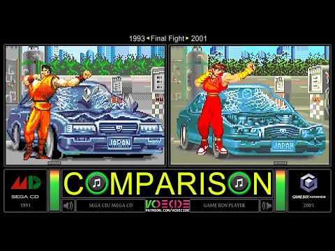 Final Fight (Sega CD vs GBA) Side by Side Comparison (Game Boy Player) | VCDECIDE