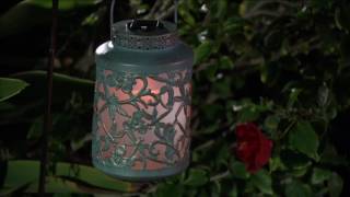 Compass Home Antique Floral Design Solar Lantern w/Color Changing Lights on QVC screenshot 2