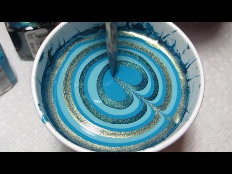 Turquoise Water Marble Nail Art Tutorial (Water Marble March 2013 #3)
