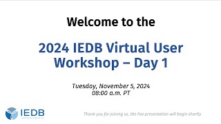 2024 User Workshop – 1.0 & 1.1 – Day 1 Introduction & Database Overview