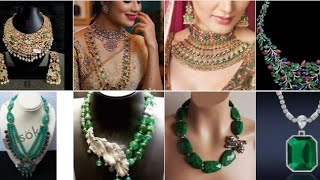 Top Trending Fancy Jewellery In Green Colour, Latest Party Wear Jewellery, New Green Stone Jewellery