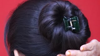 Quick & Simple! Daily Bun Hairstyle With Small Clutcher | Try This Easy Bun Hairstyle For Summer 🌞