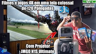Testei o Projetor JMGO N1S Ultimate 4k Em um TELÃO Colossal ALR de 120 polegadas