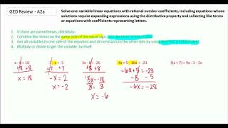 GED Study Guide Math  How to Solve One Variable and Multi variable linear expressions