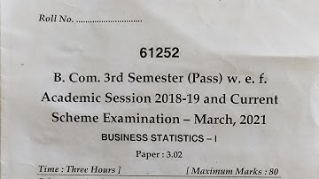MDU B.Com Business Statistics 3rd semester, March 2021 Question Paper