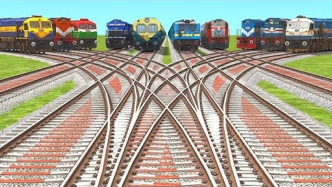🔟 TRAINS BACK TO BACK CROSSING AT CURVED BRANCHED RAILROAD TRACKS | BeamNG.Drive | train games