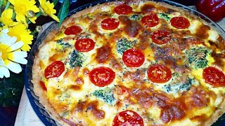 #recette_rapide#Quiche.         كيش عائلي بالخضار بطريقة سهلة  ومذاق يا سلام