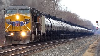 CSX Norfolk Southern and Union Pacific Triple Train Meet! Big Tanker Train! NS Freight Train + More!