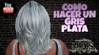 Color gris pelo, Balayage gris, efecto raíz. Dye hair grey silver color. HAIR TUTORIAL.