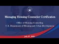 Managing housing counselor certification webinar