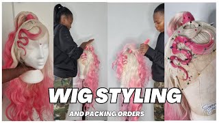 DAY IN MY LIFE - Wig Styling and Packing Orders - Small business owner