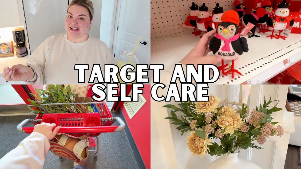 spring decor/valentines at target + self care day | vlog