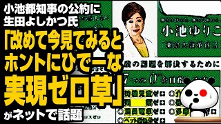 小池都知事の公約に生田よしかつ氏「実現ゼロ草」が話題