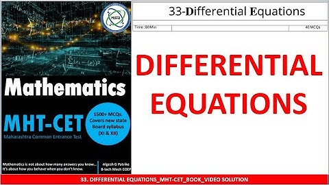 33 DIFFERENTIAL EQUATION ASSIGNMENT VID SOL l MHT-CET l IMPULSE BATCH l SAINI SIR